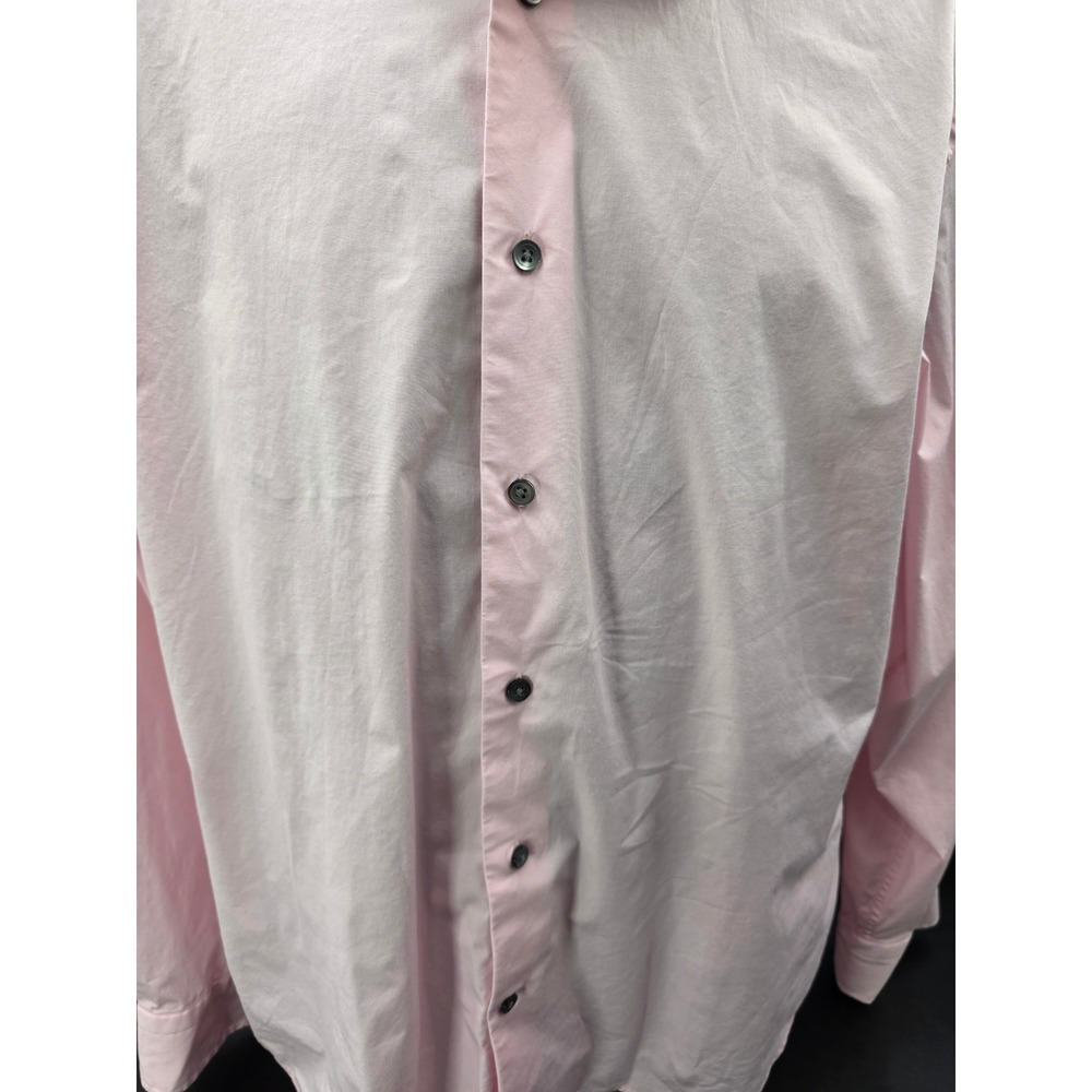 Express 1MX Men's Modern Fit Stretch Pink Long Sleeve Button Up Shirt - Picture 4 of 16